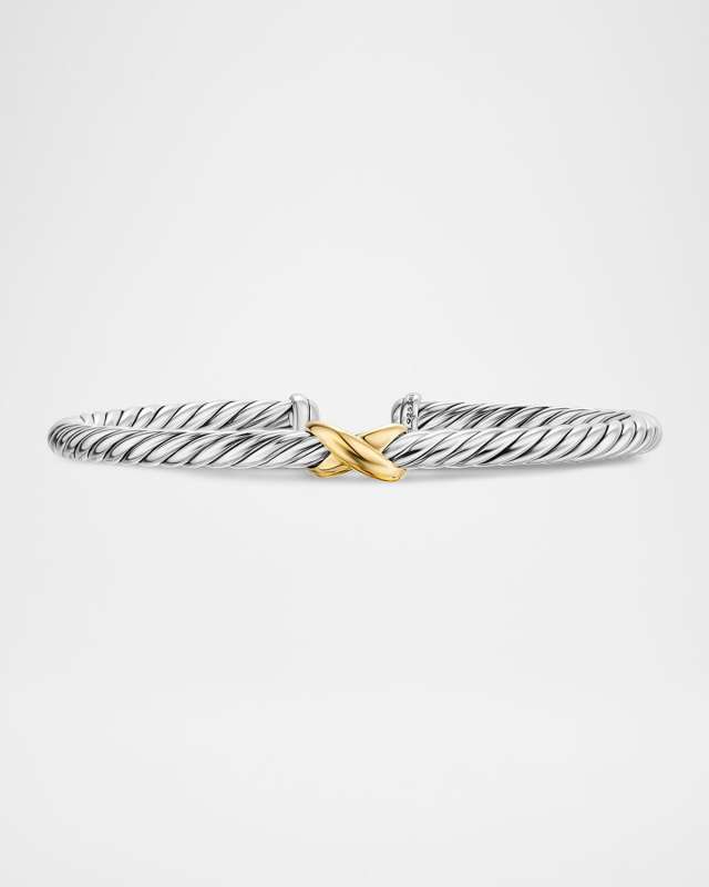 Cable Flex Center Station X Bracelet in Silver and 14K Gold, 4mm